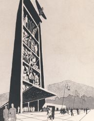 Tegning av Landsutstillingen 1940.